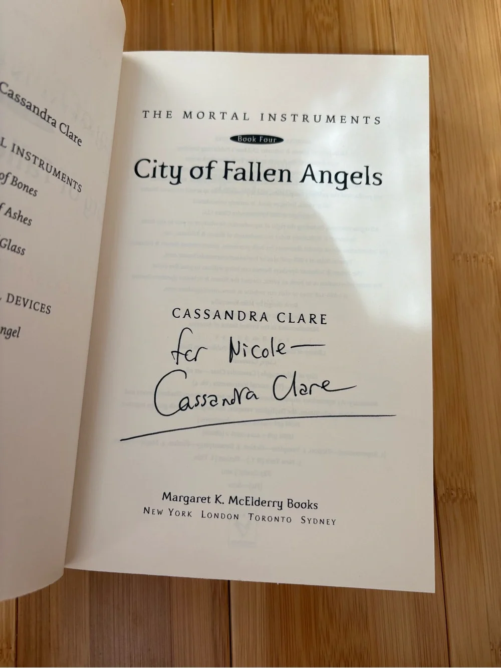 City of Fallen Angels Hardcover - SIGNED First edition